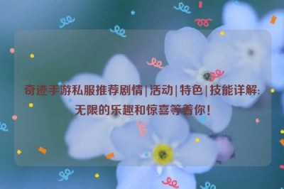 奇迹手游私服推荐剧情|活动|特色|技能详解:无限的乐趣和惊喜等着你！