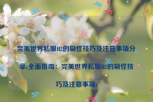 完美世界私服H2的刷怪技巧及注意事项分享(全面指南：完美世界私服H2的刷怪技巧及注意事项)