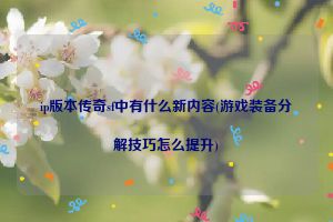 ip版本传奇sf中有什么新内容(游戏装备分解技巧怎么提升)